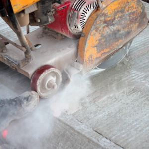 Floor Saw In Use With Diamond Blade